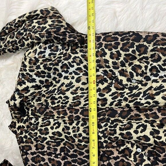 Clio Vintage 90s Womens 100% Silk Leopard Cheetah Print Bomber Puffer Jacket PL - Picture 6 of 12